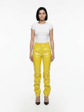 Dolce & Gabbana Yellow Leather Pants
