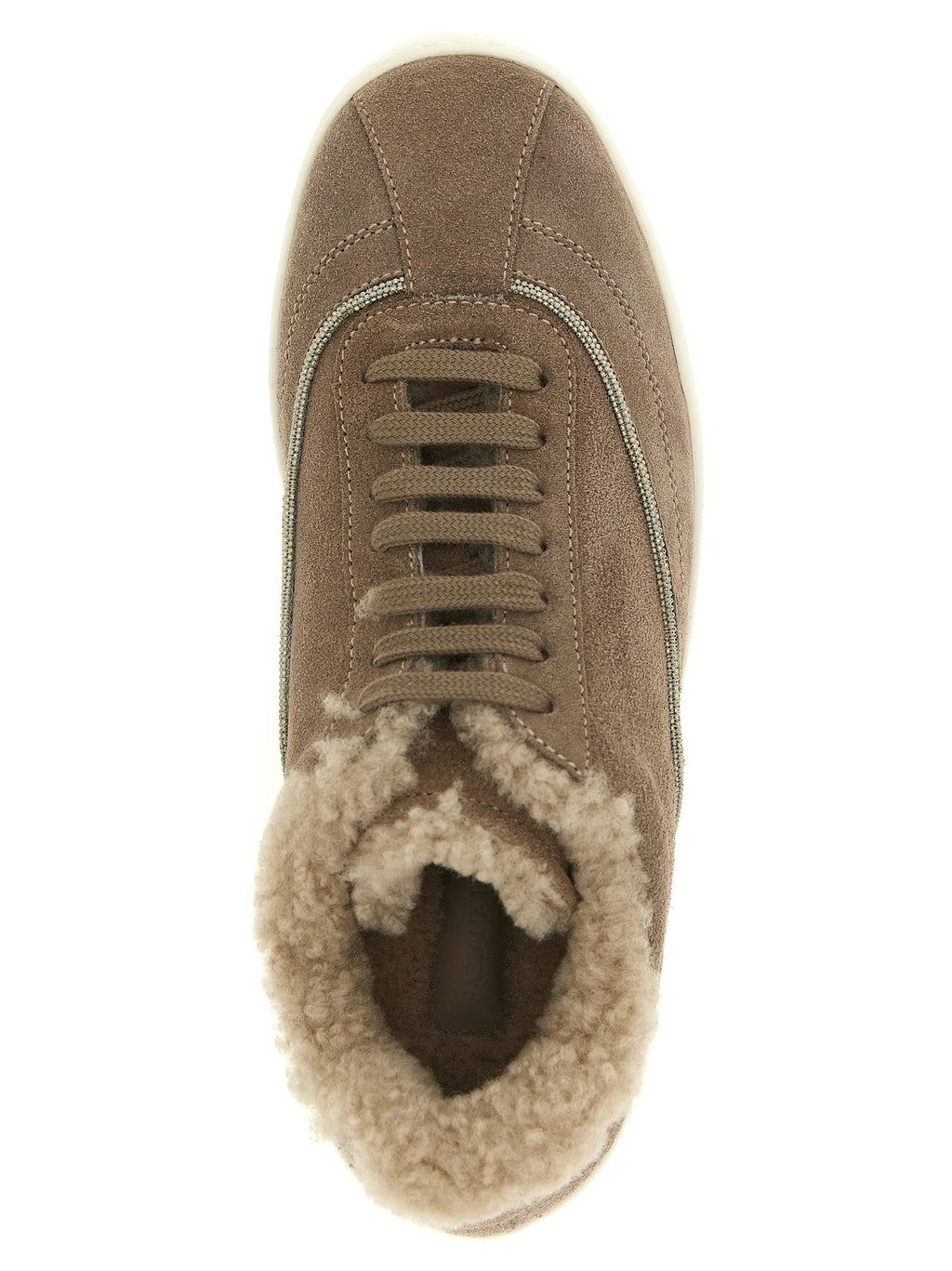 Fabiana Filippi Beige Suede Leather Low Top Sneakers