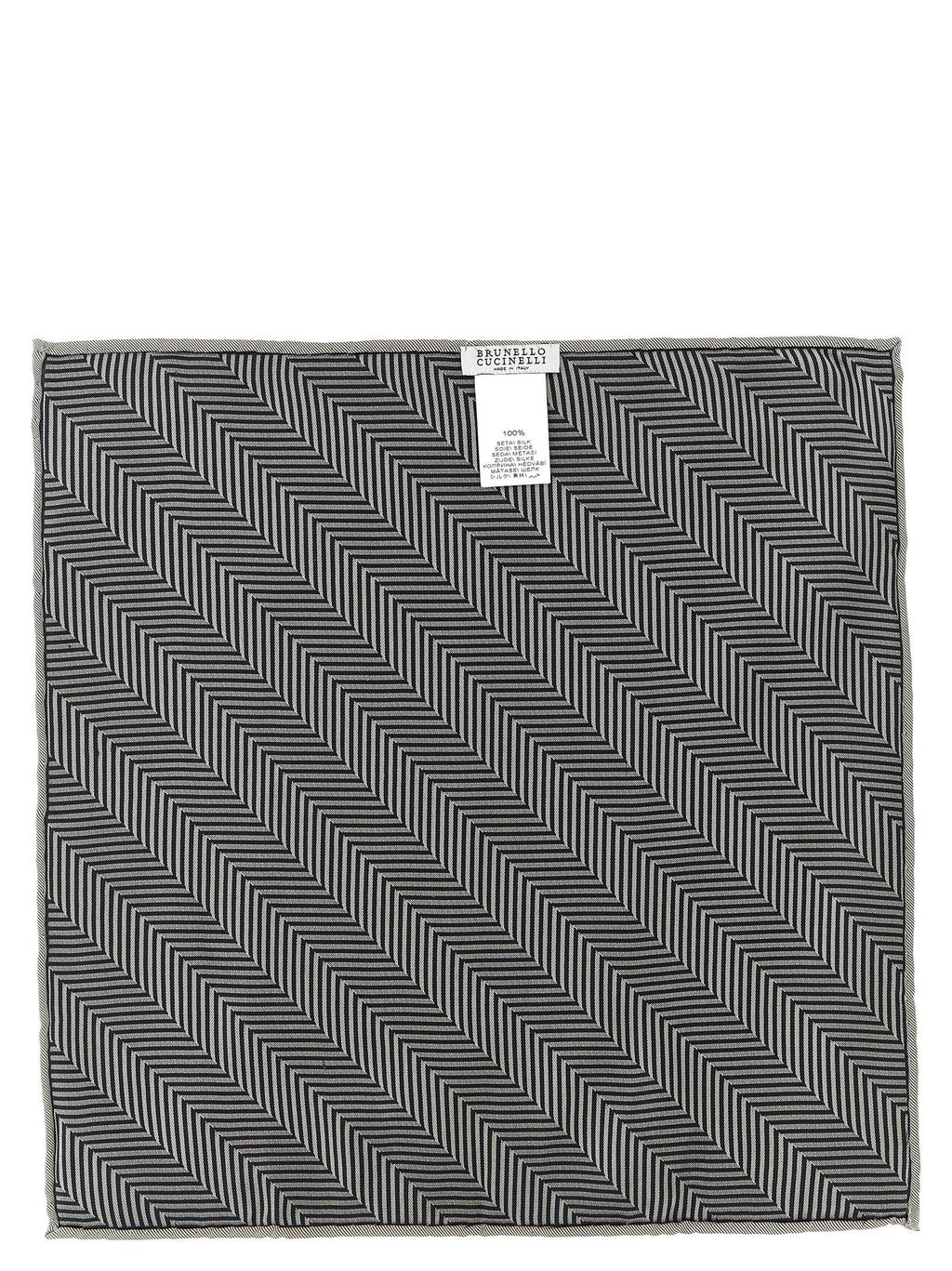 Brunello Cucinelli Gray Silk Pocket Square