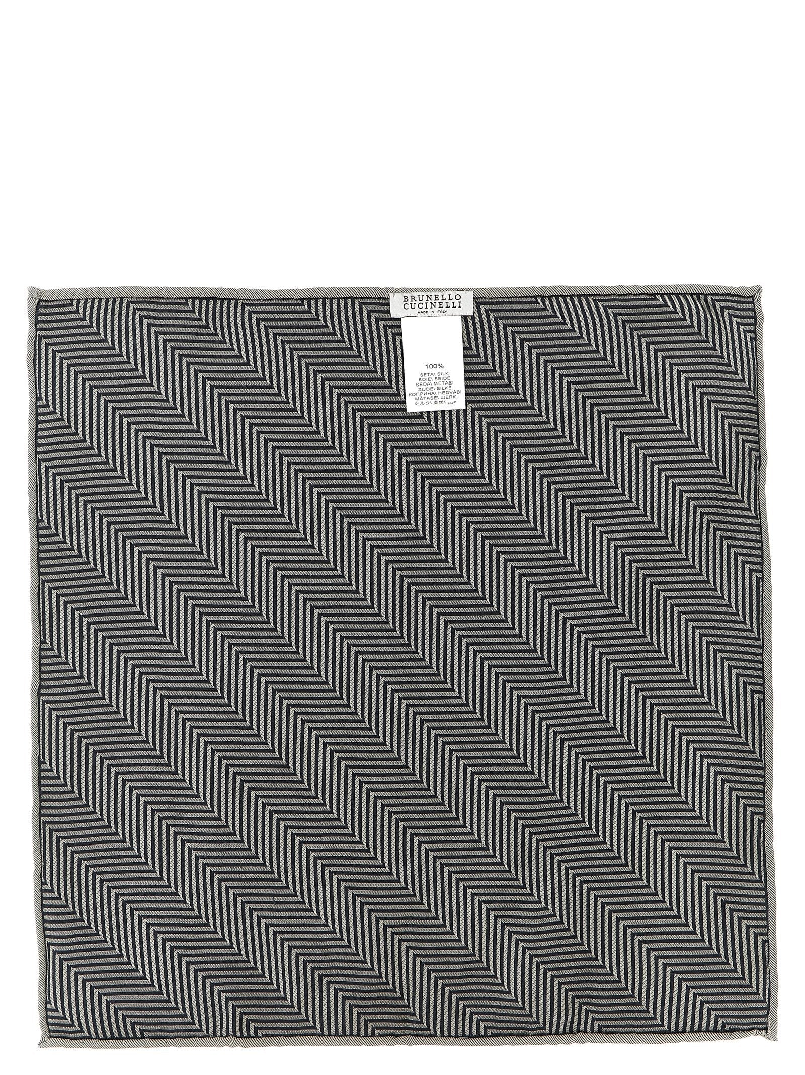 Brunello Cucinelli Gray Silk Pocket Square