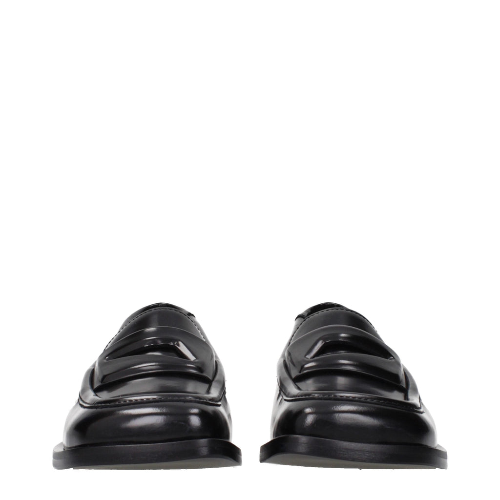 The Attico Black Leather Slip-On Loafers