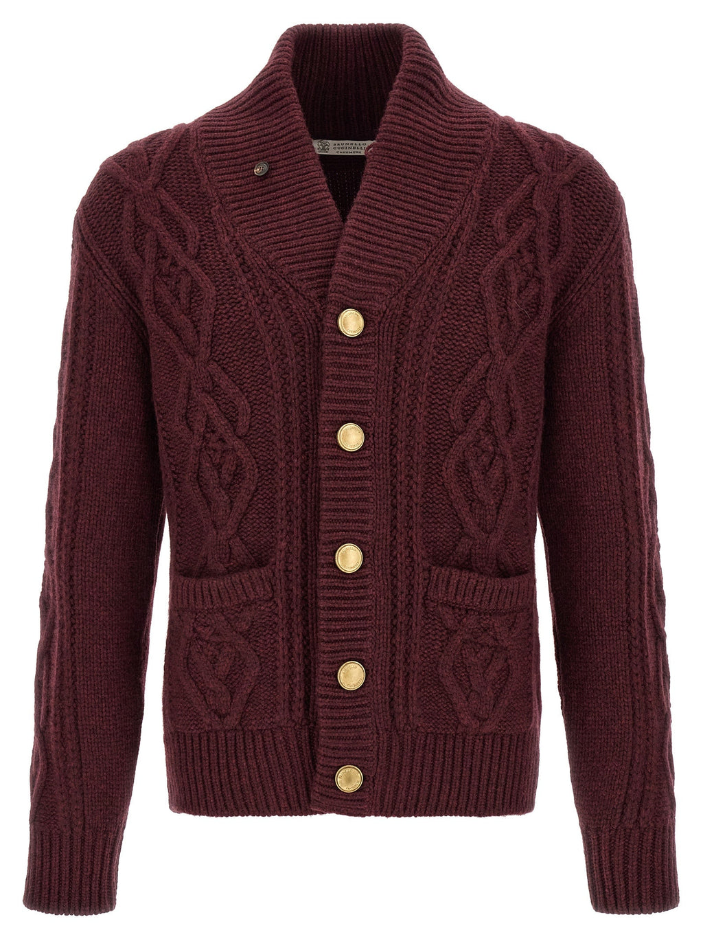 Brunello Cucinelli Bordeaux Cashmere Cardigan