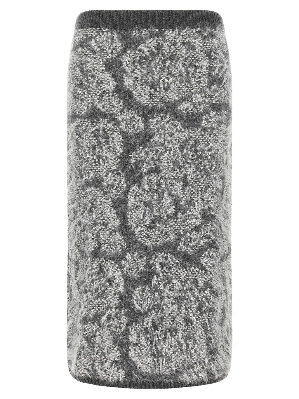 NUDE Gray Wool Midi Skirt