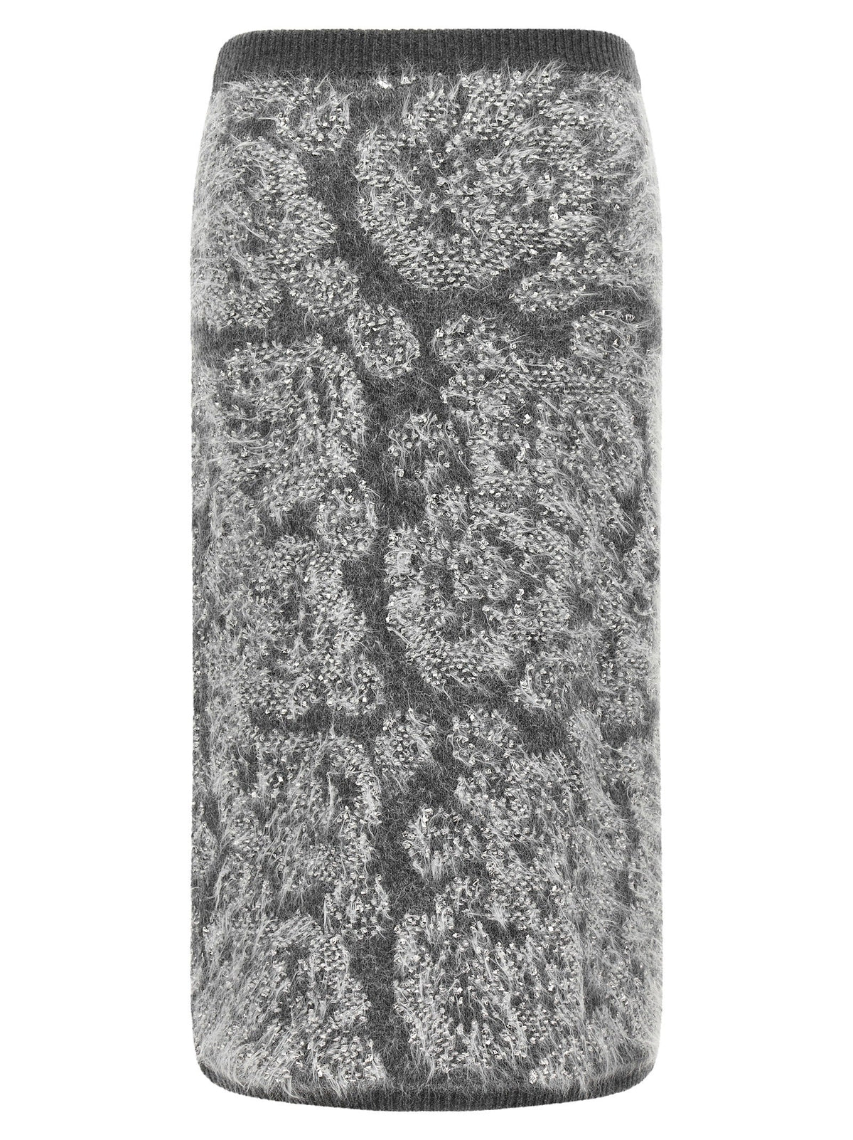 NUDE Gray Wool Midi Skirt