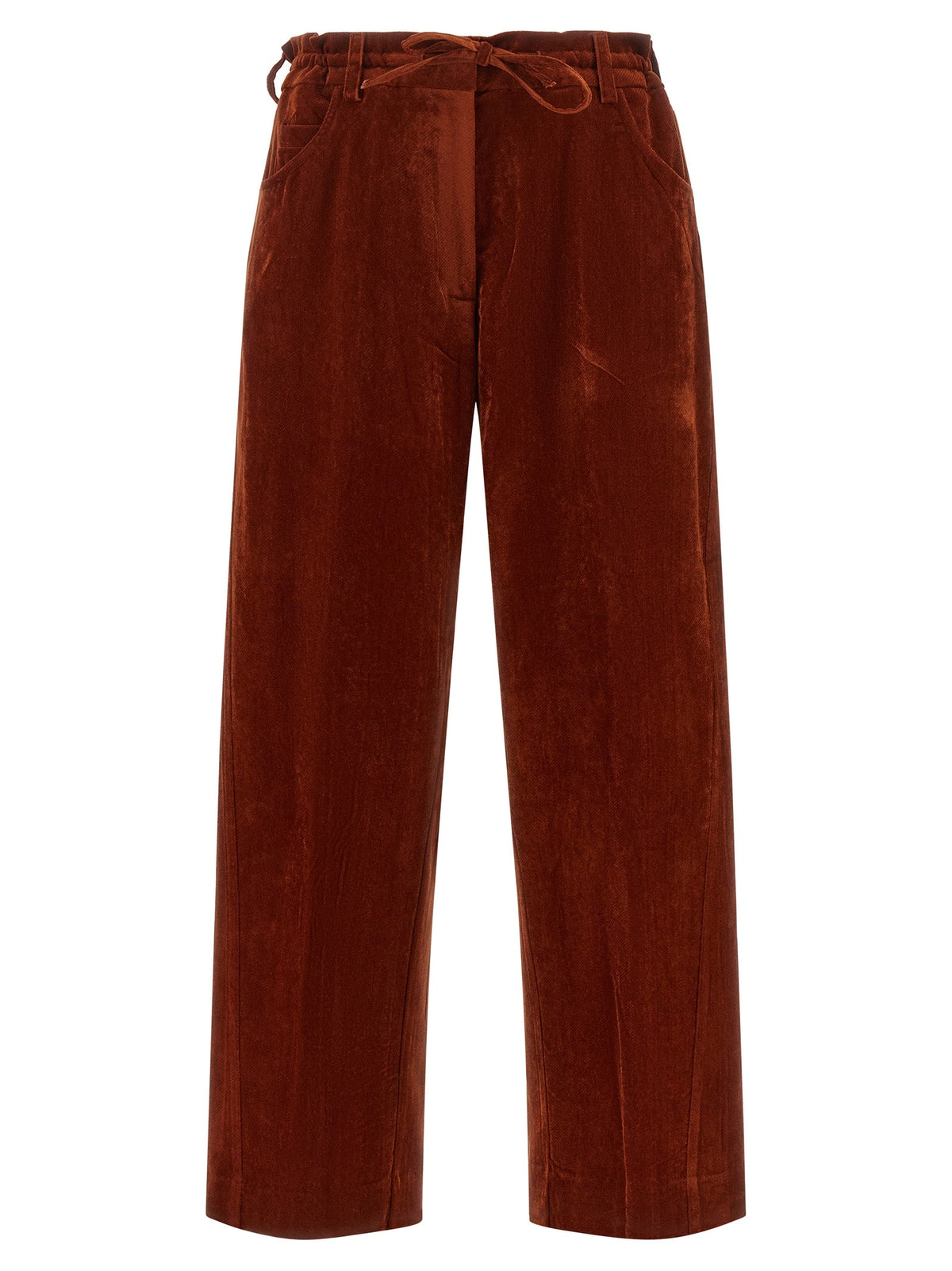 NUDE Red Viscose Casual Pants