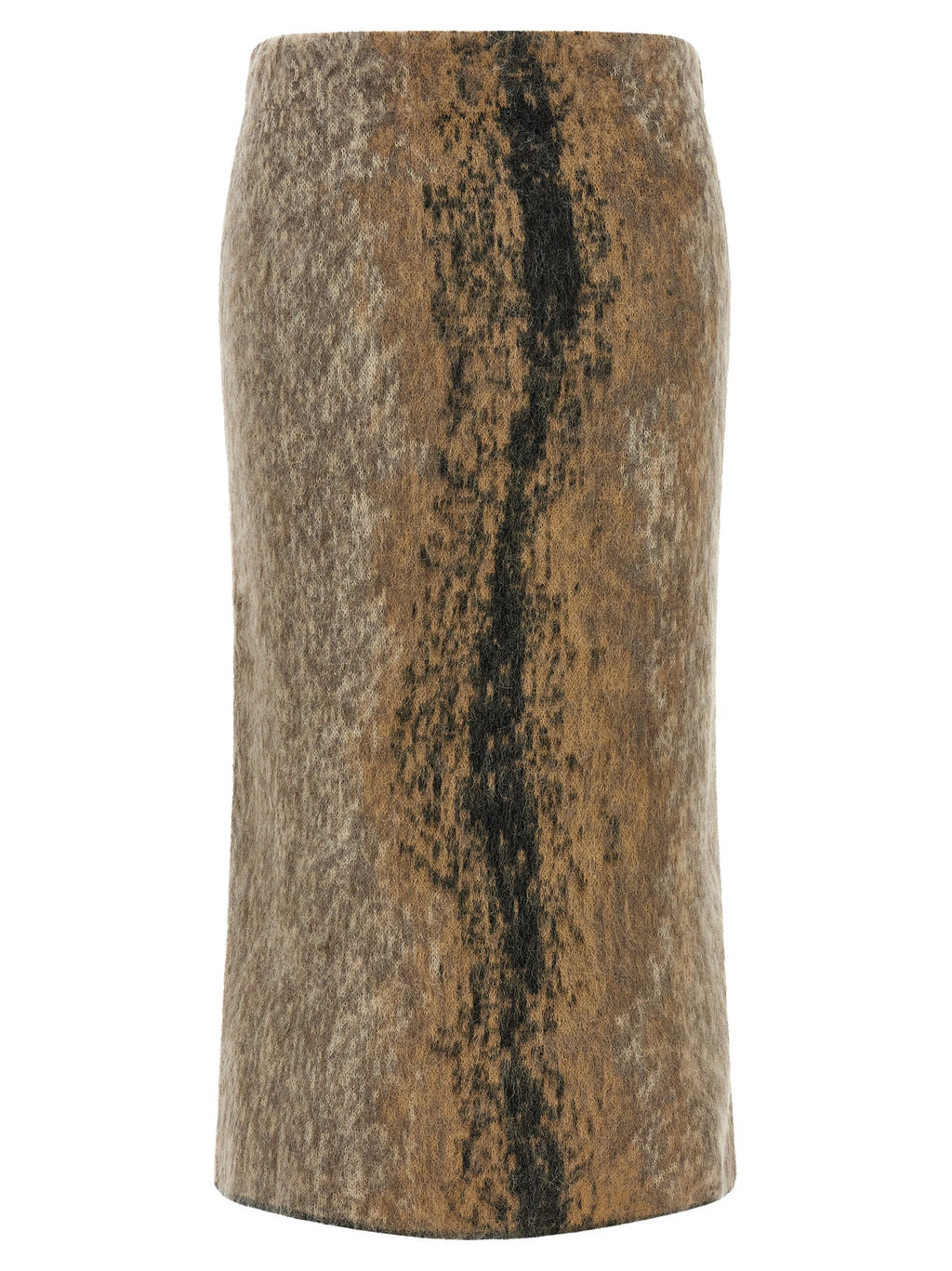 NUDE Brown Wool Midi Skirt
