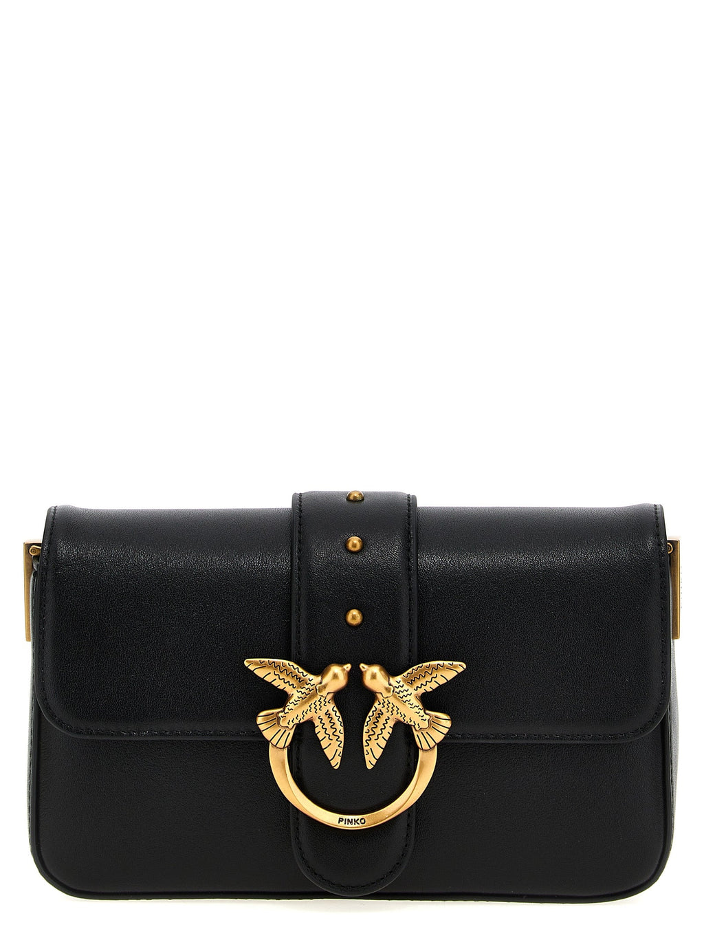 PINKO Black Calfskin Shoulder Bag