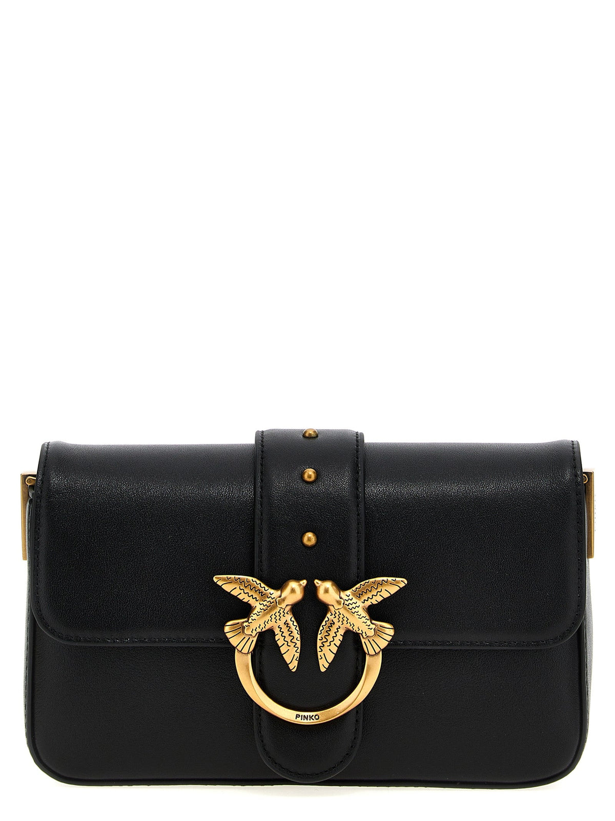 PINKO Black Calfskin Shoulder Bag