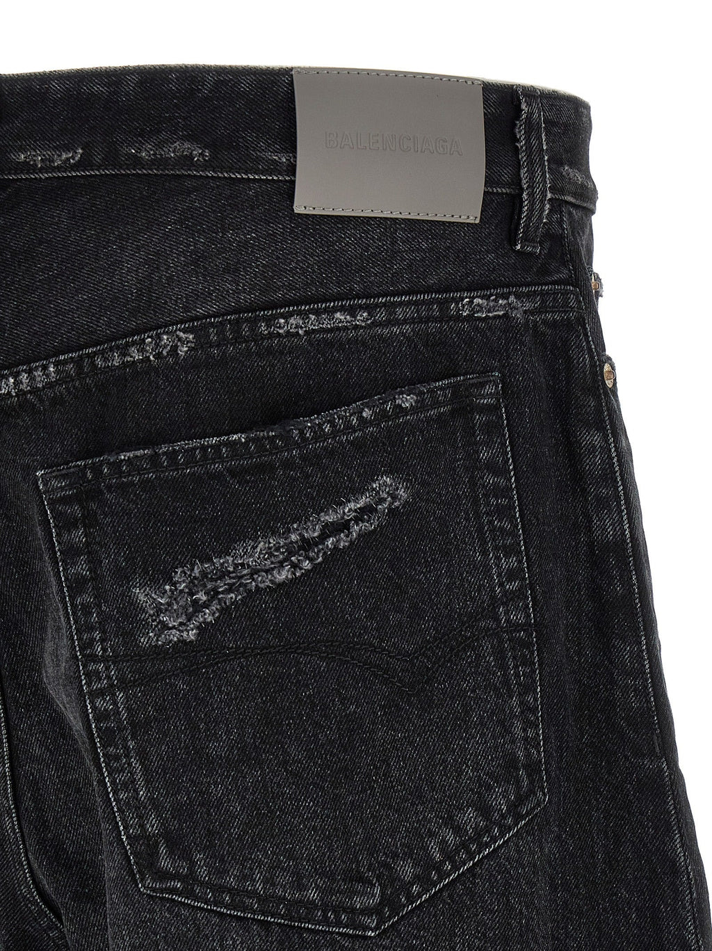 Balenciaga Black Cotton Cropped Jeans