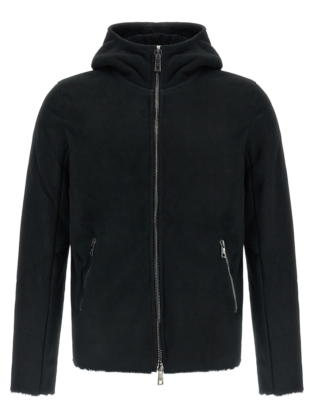 GIORGIO BRATO Black Lamb Leather Sweatshirt