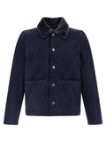 GIORGIO BRATO Blue Lamb Leather Leather Jacket