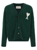 Ami Paris Bicolor Alpaca Leather Cardigan