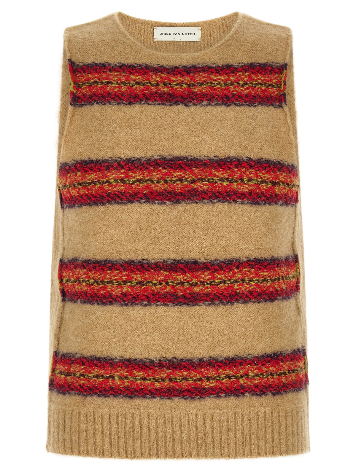 Dries Van Noten Beige Wool Sleeveles Sweater