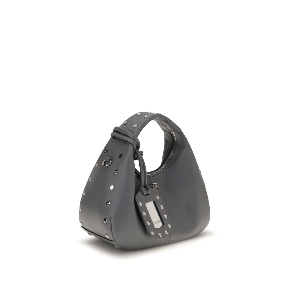 Ganni Gray Recycled Leather Shoulder Bag