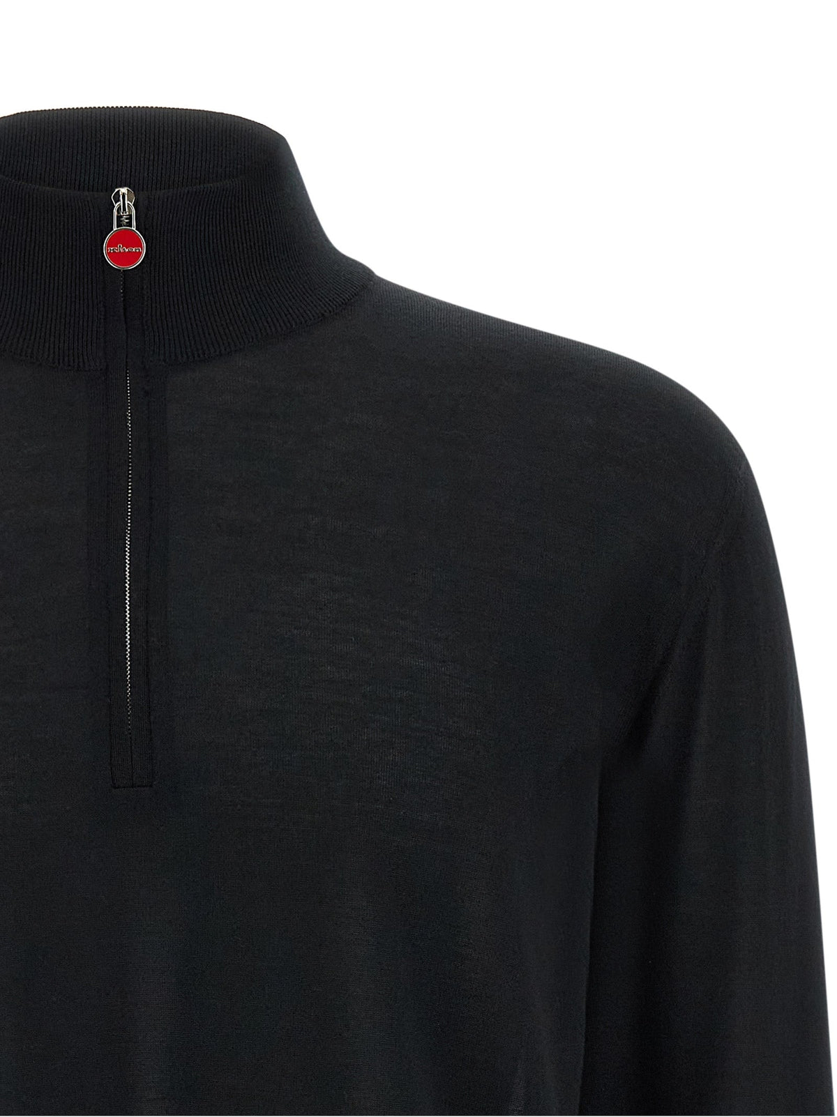 Kiton Black Wool Cardigan