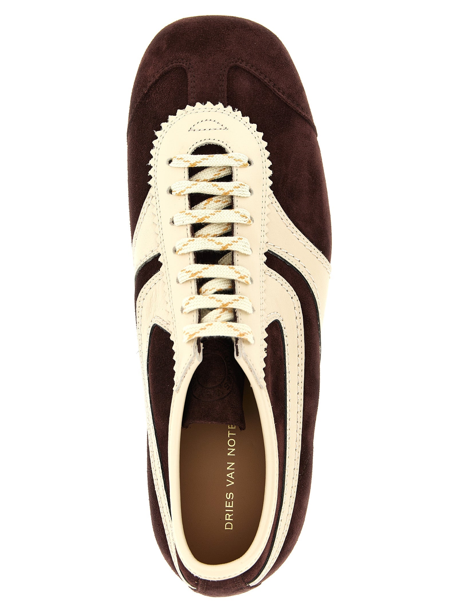 Dries Van Noten Bordeaux Calfskin Low Top Sneakers