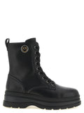 PINKO Black Cowhide Lace-Up Boots