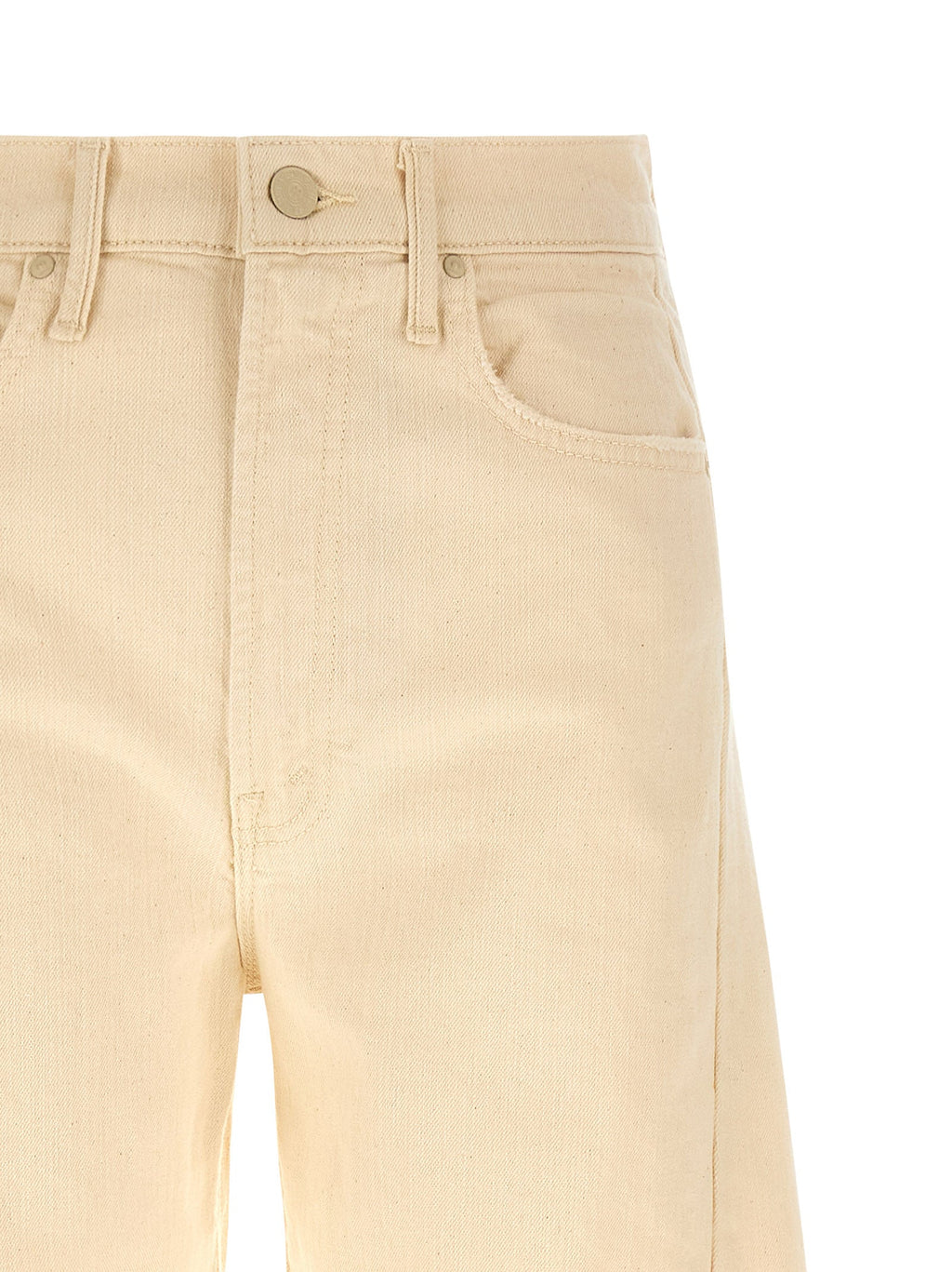 Mother Denim Beige Cotton High-Waisted Jean
