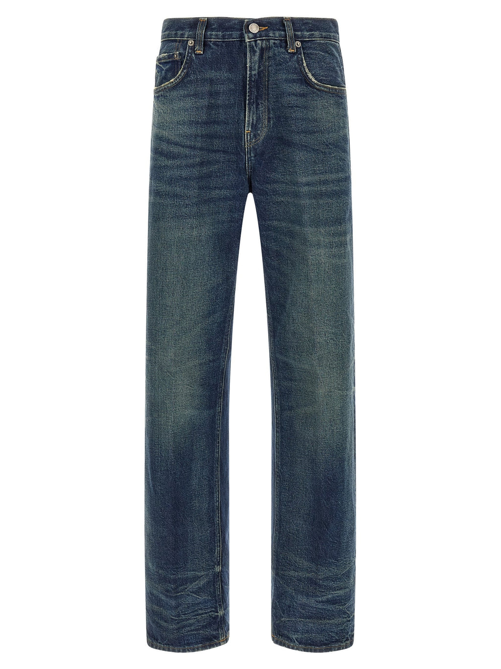 Haikure Blue Cotton Relaxed Fit Jeans