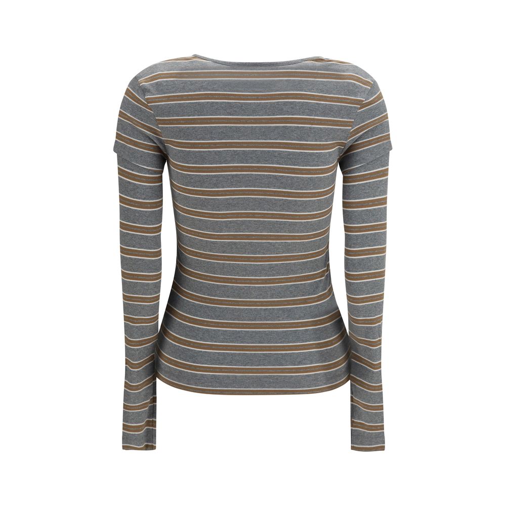 Ganni Gray Cotton Long Sleeve T-Shirt
