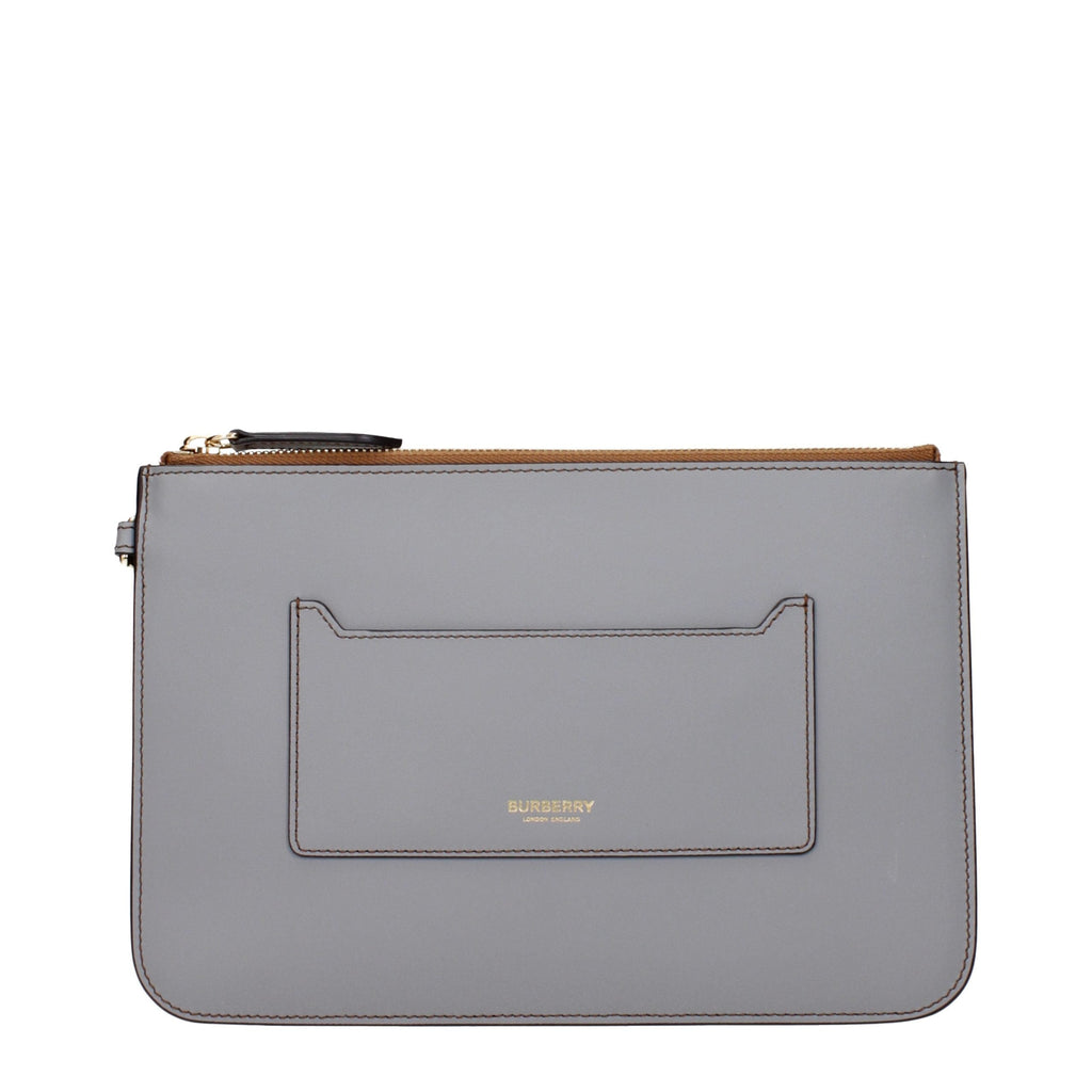 Burberry Gray Leather Clutch Bag