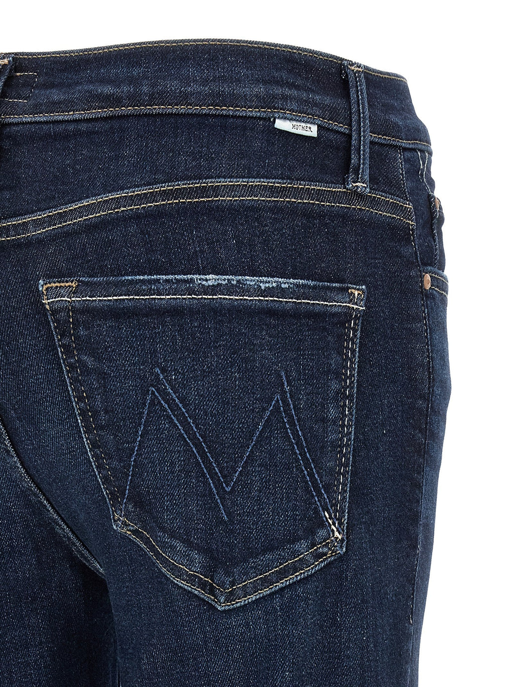 Mother Denim Blue Cotton Straight-Leg Jeans