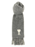 Ami Paris Gray Alpaca Leather Foulard