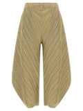 PLEATS PLEASE ISSEY MIYAKE Beige Polyester Casual Pants