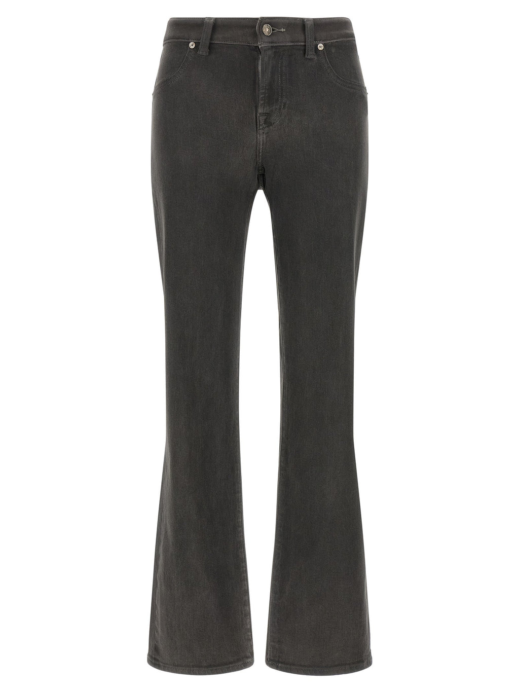 7 For All Mankind Gray Cotton Straight-Leg Jeans