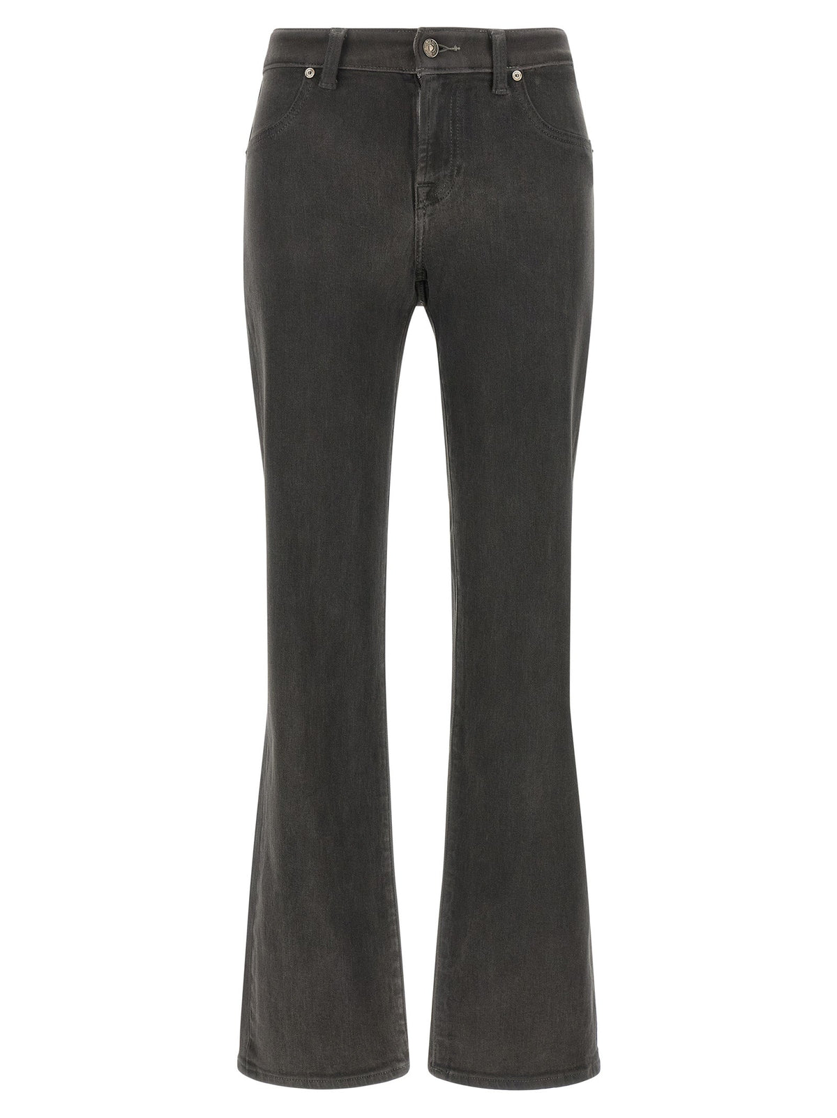 7 For All Mankind Gray Cotton Straight-Leg Jeans