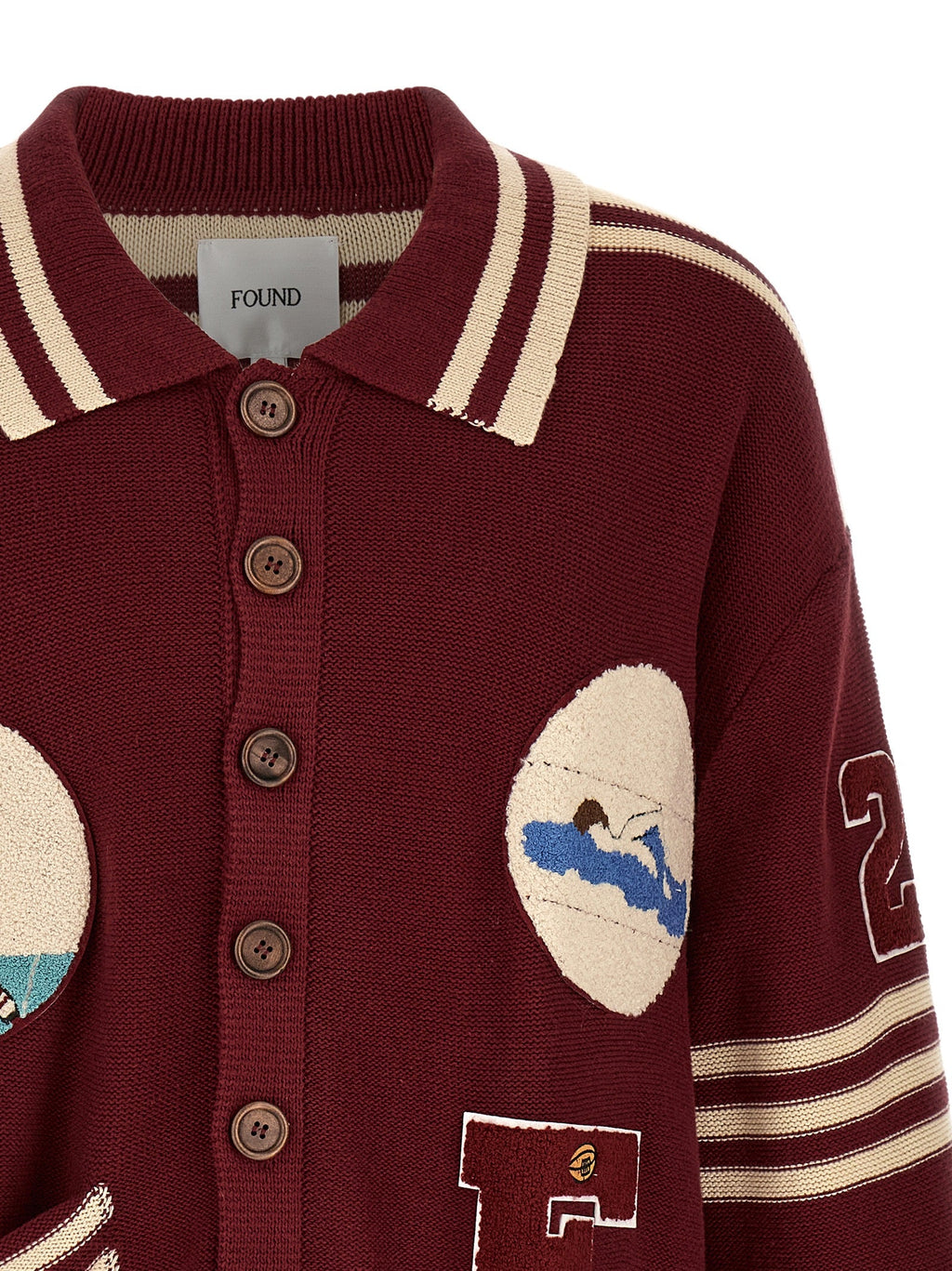 FOUND Bordeaux Cotton Cardigan