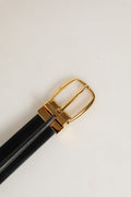 Dolce & Gabbana Black Leather Gold Tone Metal Buckle Belt