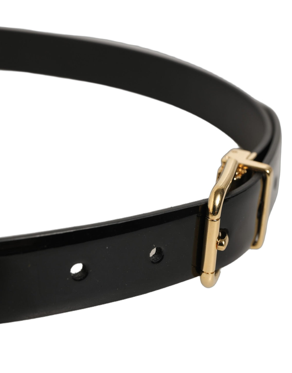 Dolce & Gabbana Black Classic Leather Gold Tone Buckle Belt