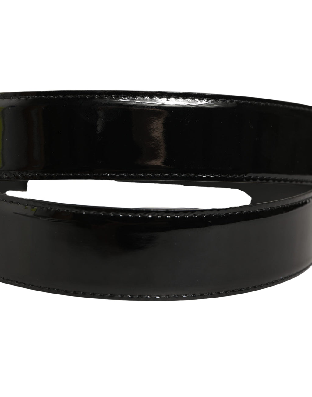 Dolce & Gabbana Black Patent Leather Silver Metal Buckle Belt