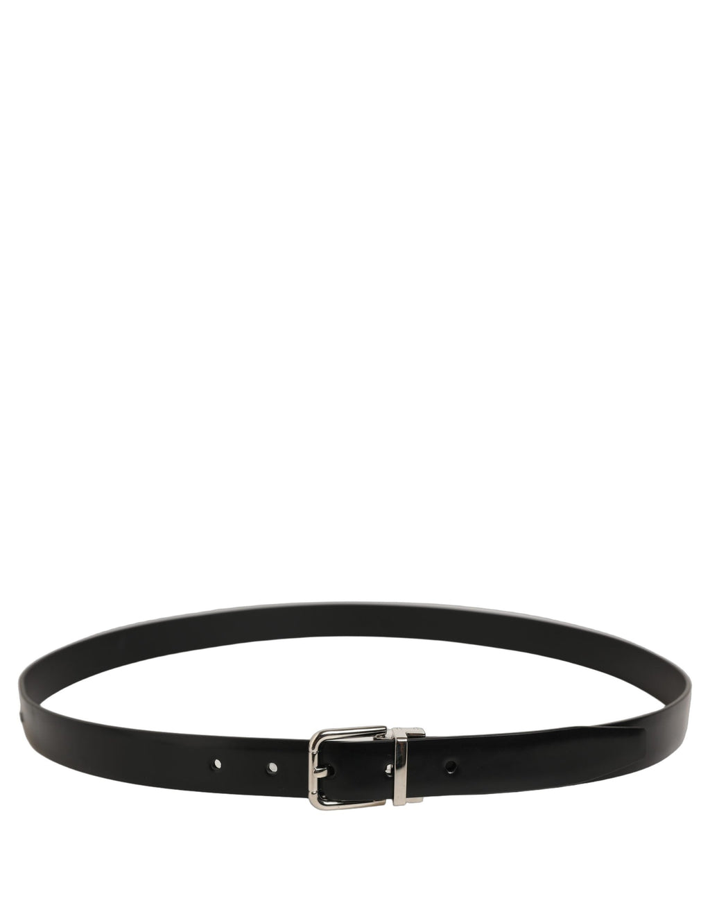 Dolce & Gabbana Black Leather Silver Tone Metal Buckle Belt