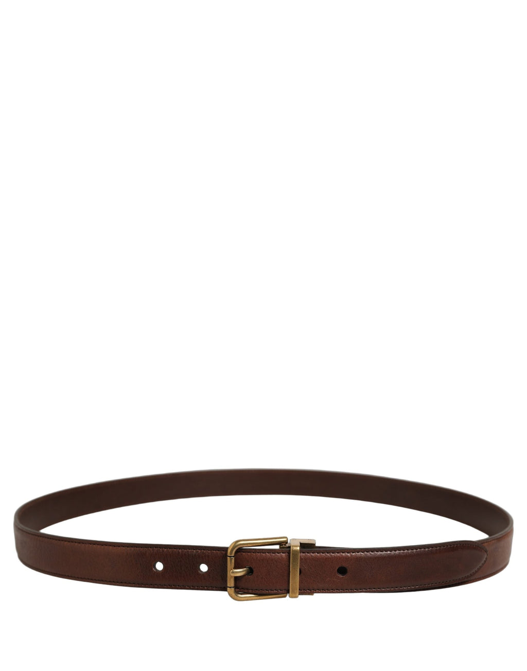 Dolce & Gabbana Brown Leather Gold Tone Metal Buckle Belt