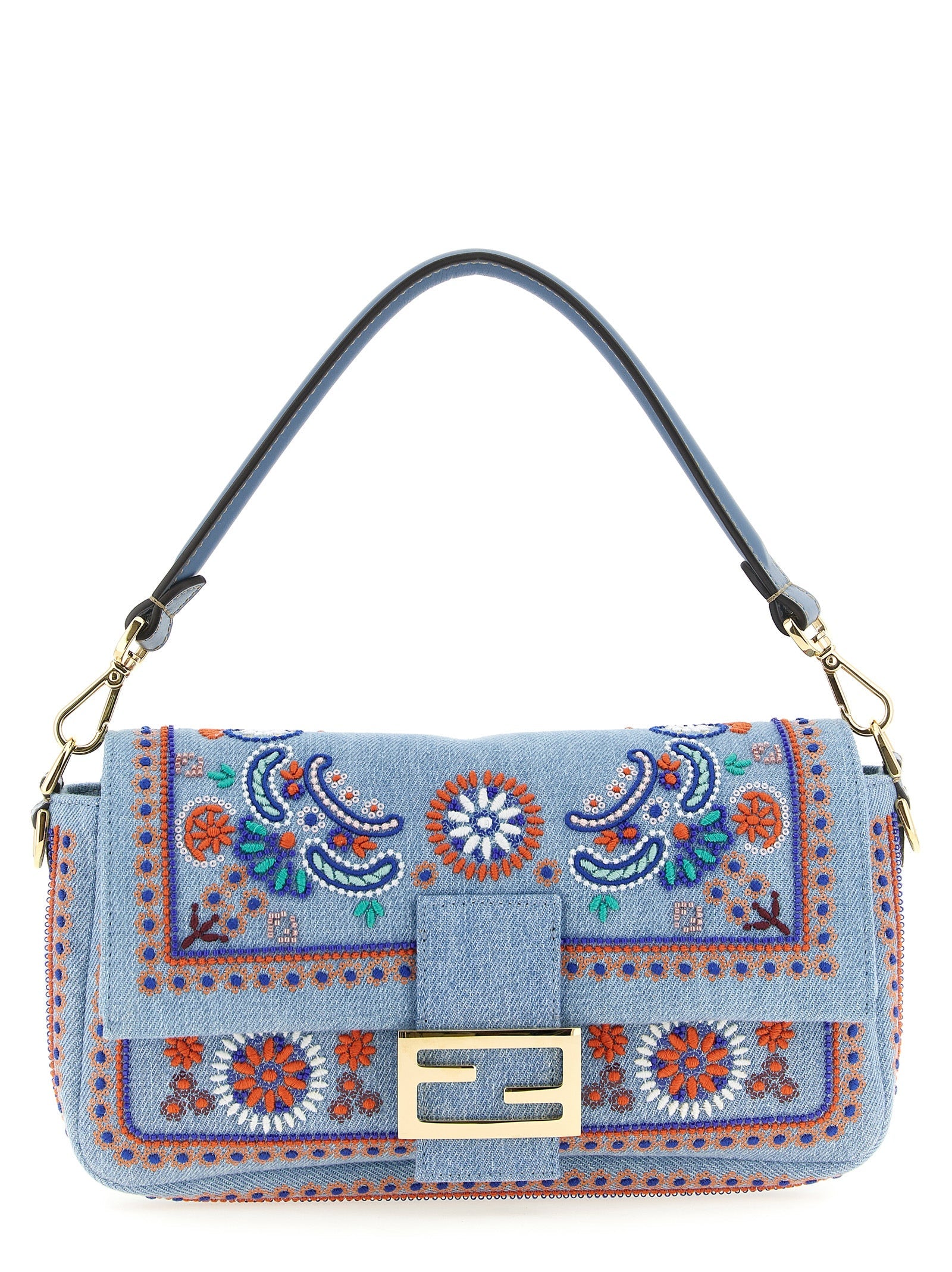 Fendi Blue Cotton Shoulder Bag