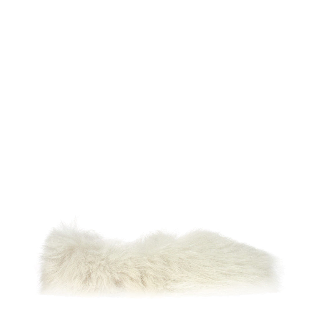 Jil Sander White Fur Slippers