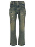 PURPLE Blue Cotton Bootcut Jeans