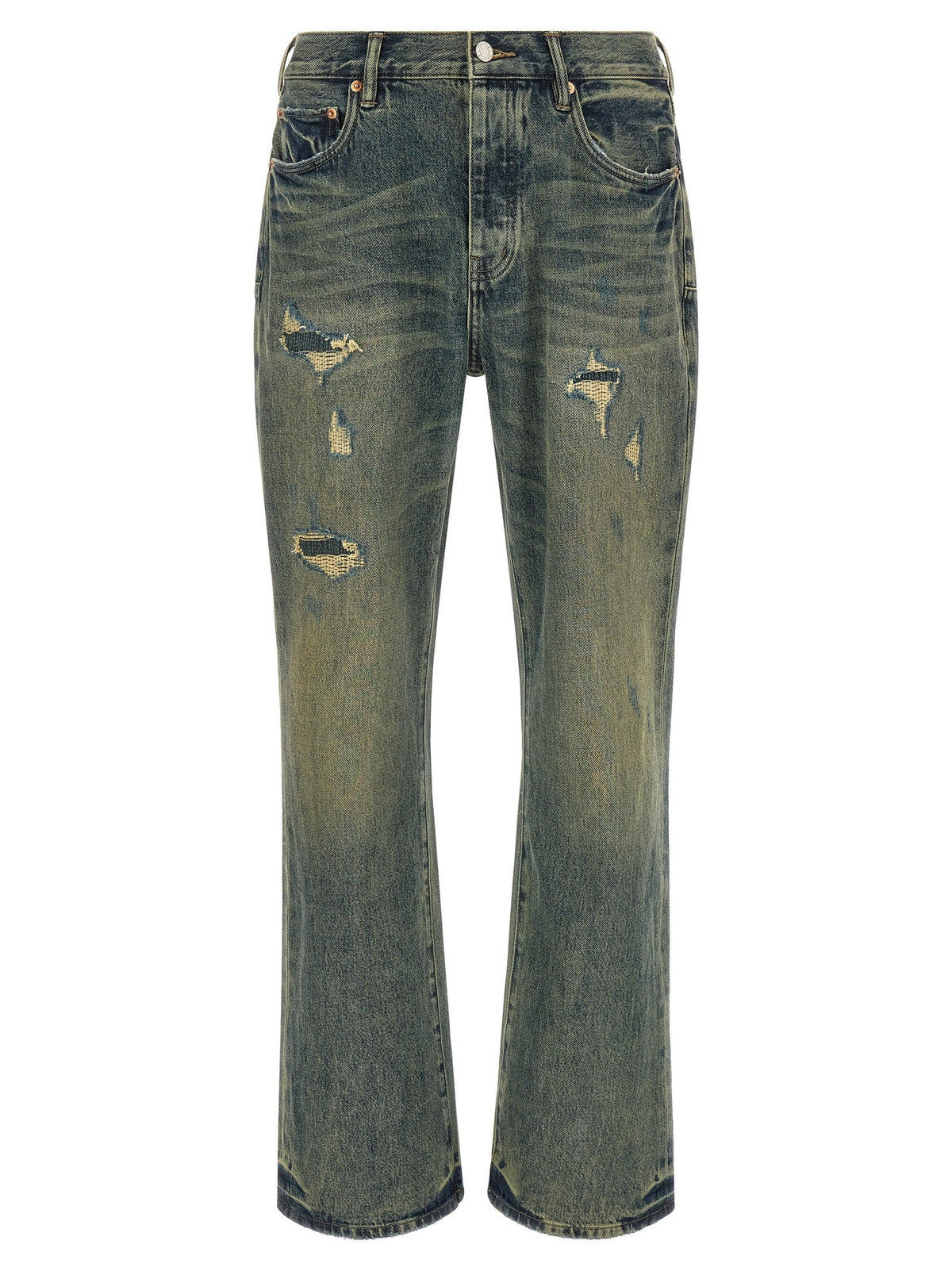 PURPLE Blue Cotton Bootcut Jeans