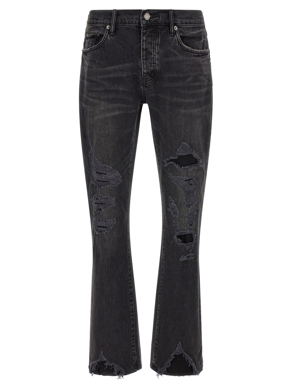 PURPLE Black Cotton Flared Jeans