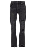PURPLE Black Cotton Flared Jeans