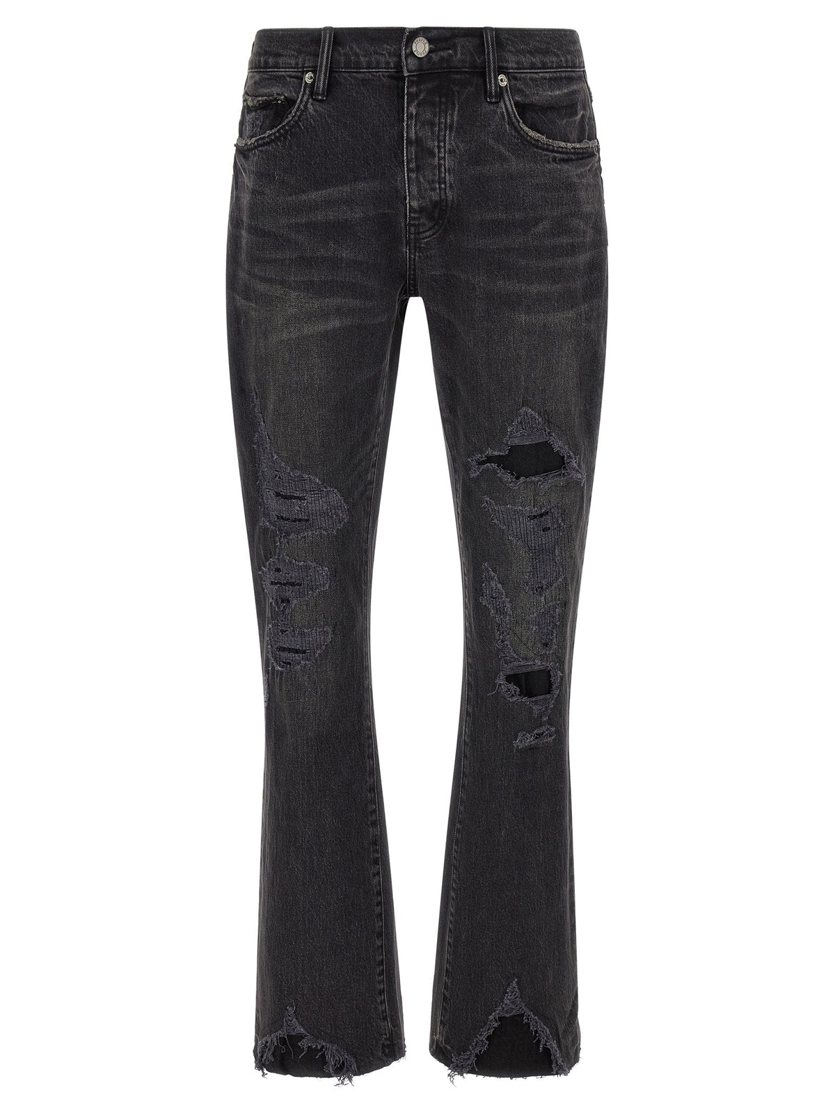 PURPLE Black Cotton Flared Jeans