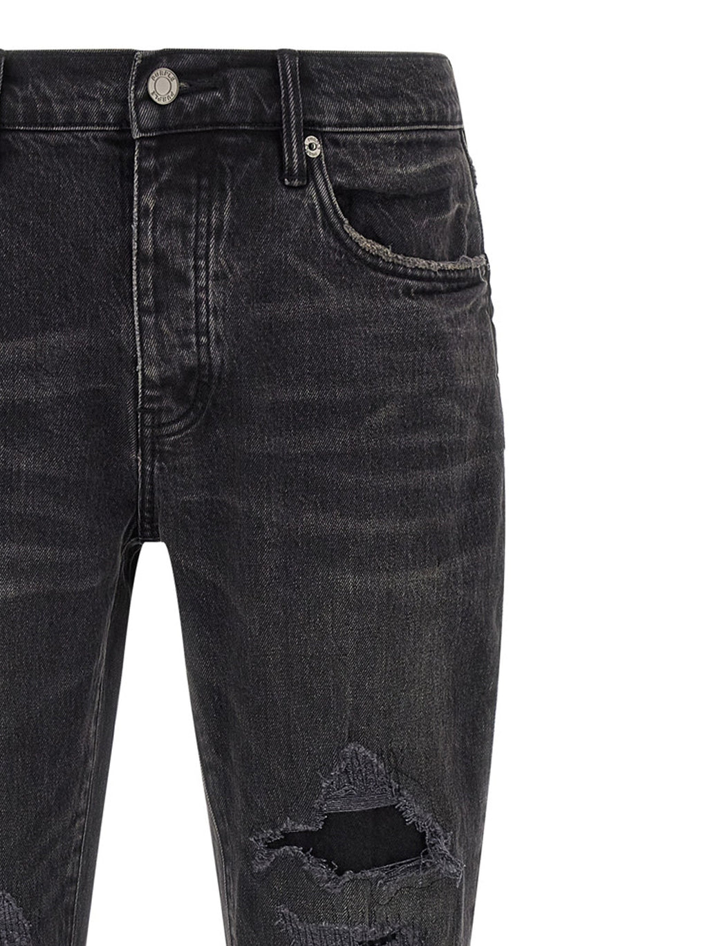 PURPLE Black Cotton Flared Jeans