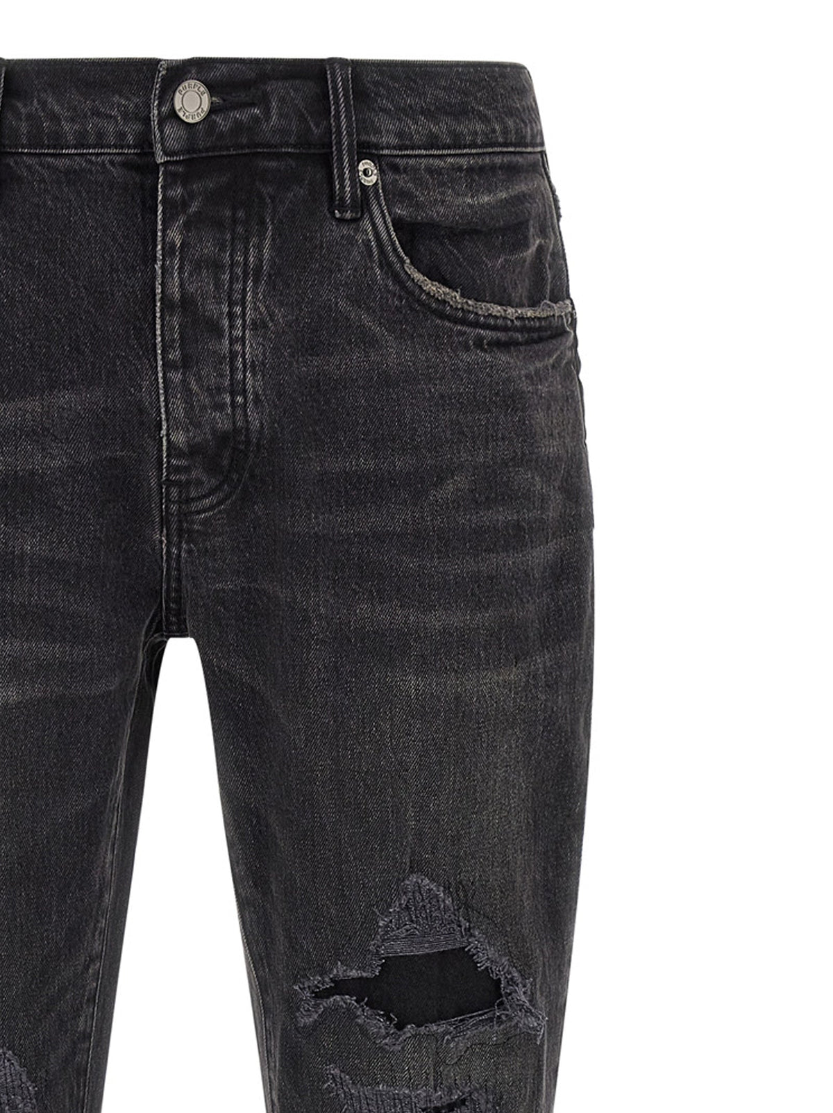 PURPLE Black Cotton Flared Jeans