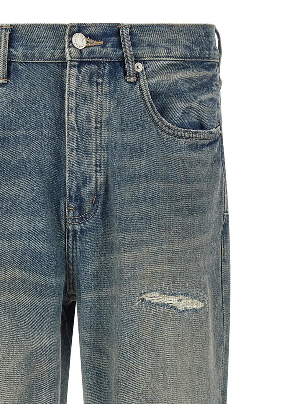 PURPLE Gray Cotton Straight-Leg Jeans