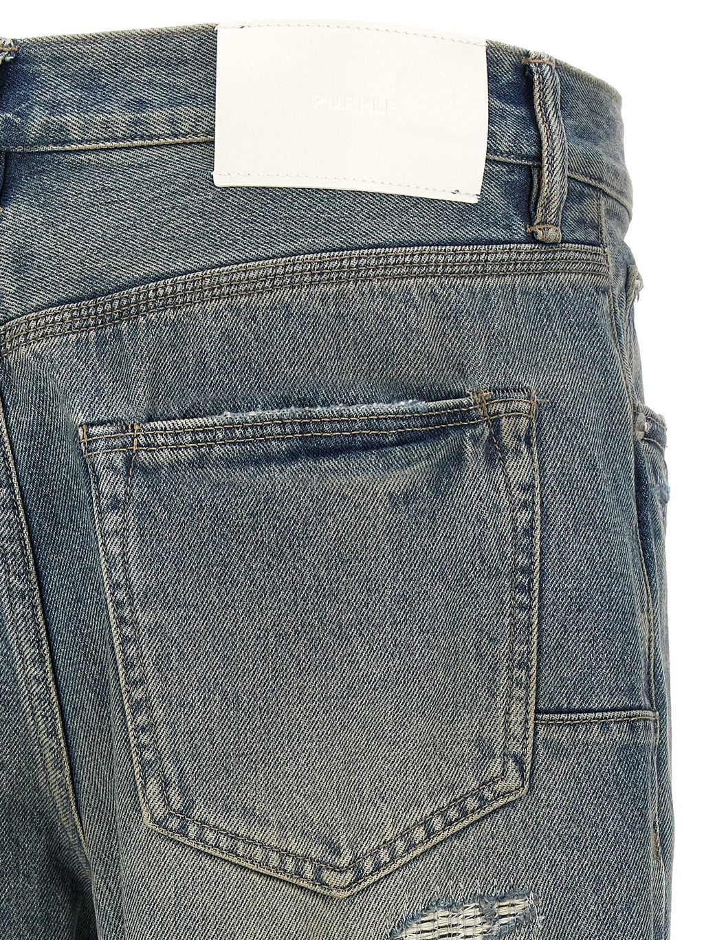 PURPLE Gray Cotton Straight-Leg Jeans