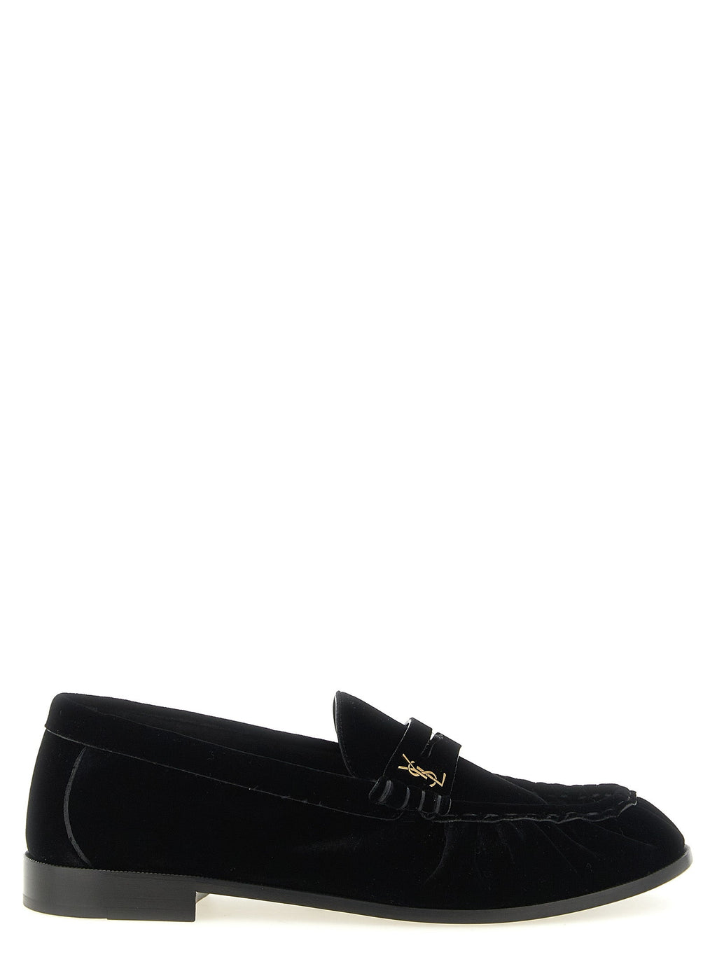 Saint Laurent Black Viscose Slip-On Loafers