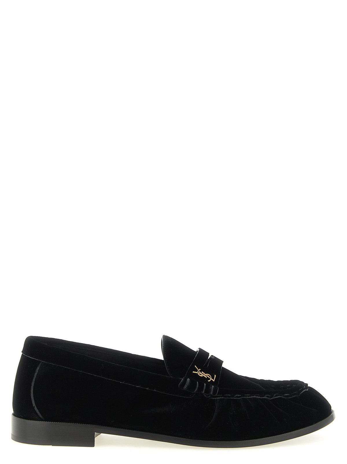 Saint Laurent Black Viscose Slip-On Loafers