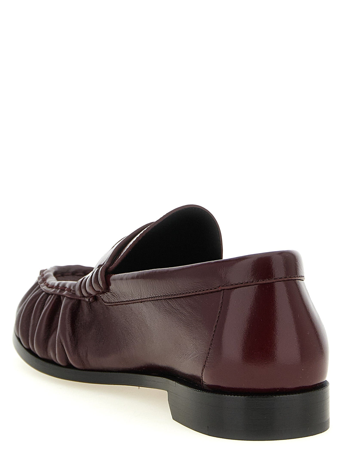 Saint Laurent Bordeaux Calfskin Slip-On Loafers